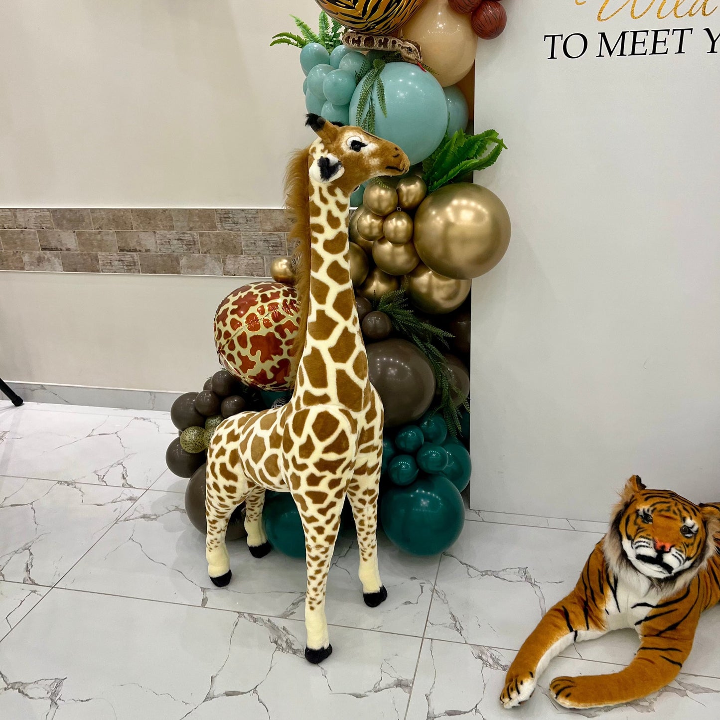 Safari Adventure Baby Shower Backdrop Setup