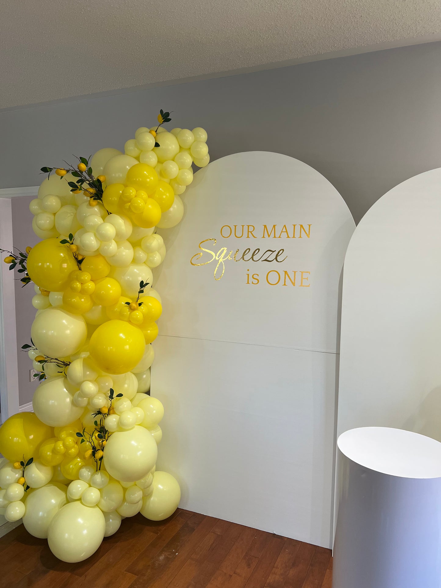 Lemon First Birthday Balloon Setup