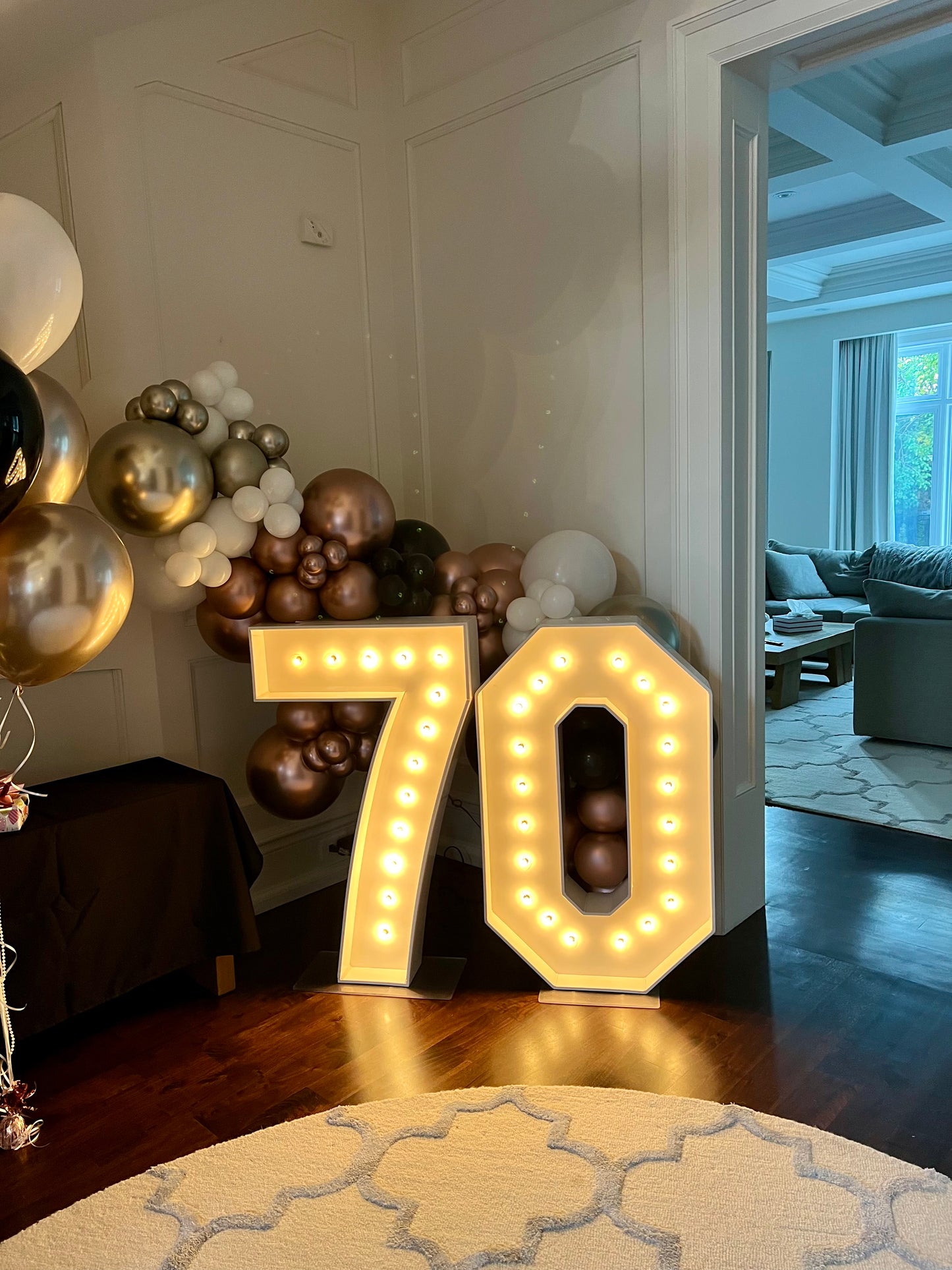 70th Birthday Balloon & Marquee Setup