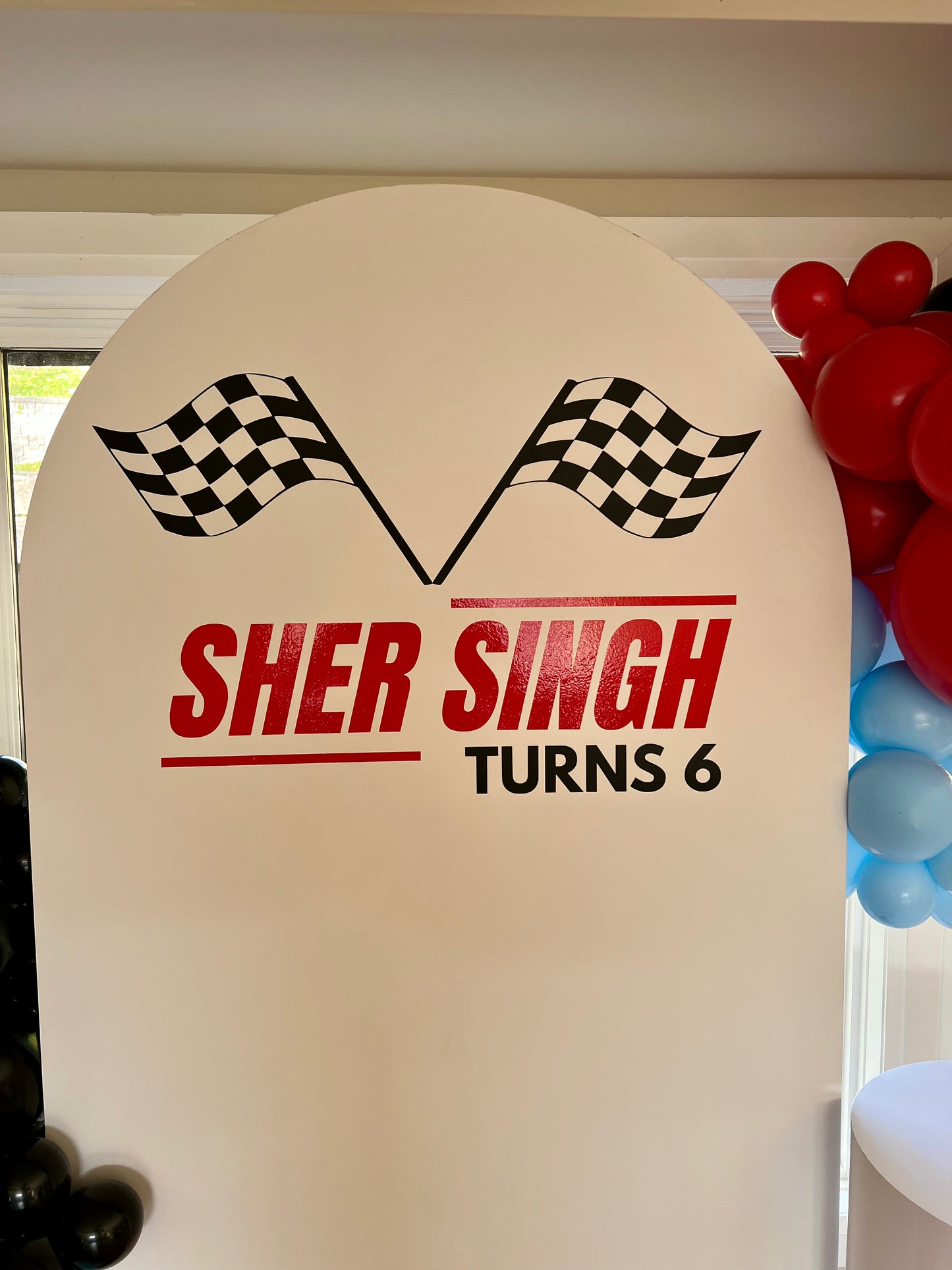 Racing Birthday Balloon Setup