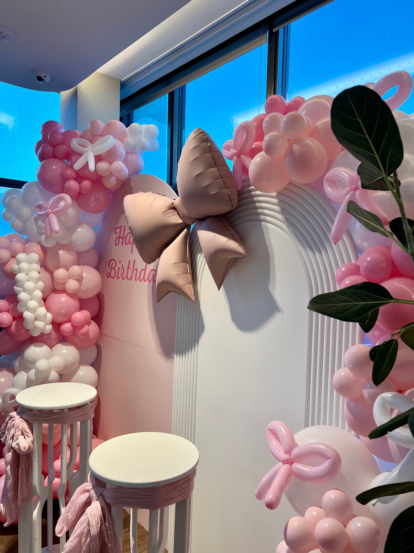 Double Birthday Balloon Backdrop Setup