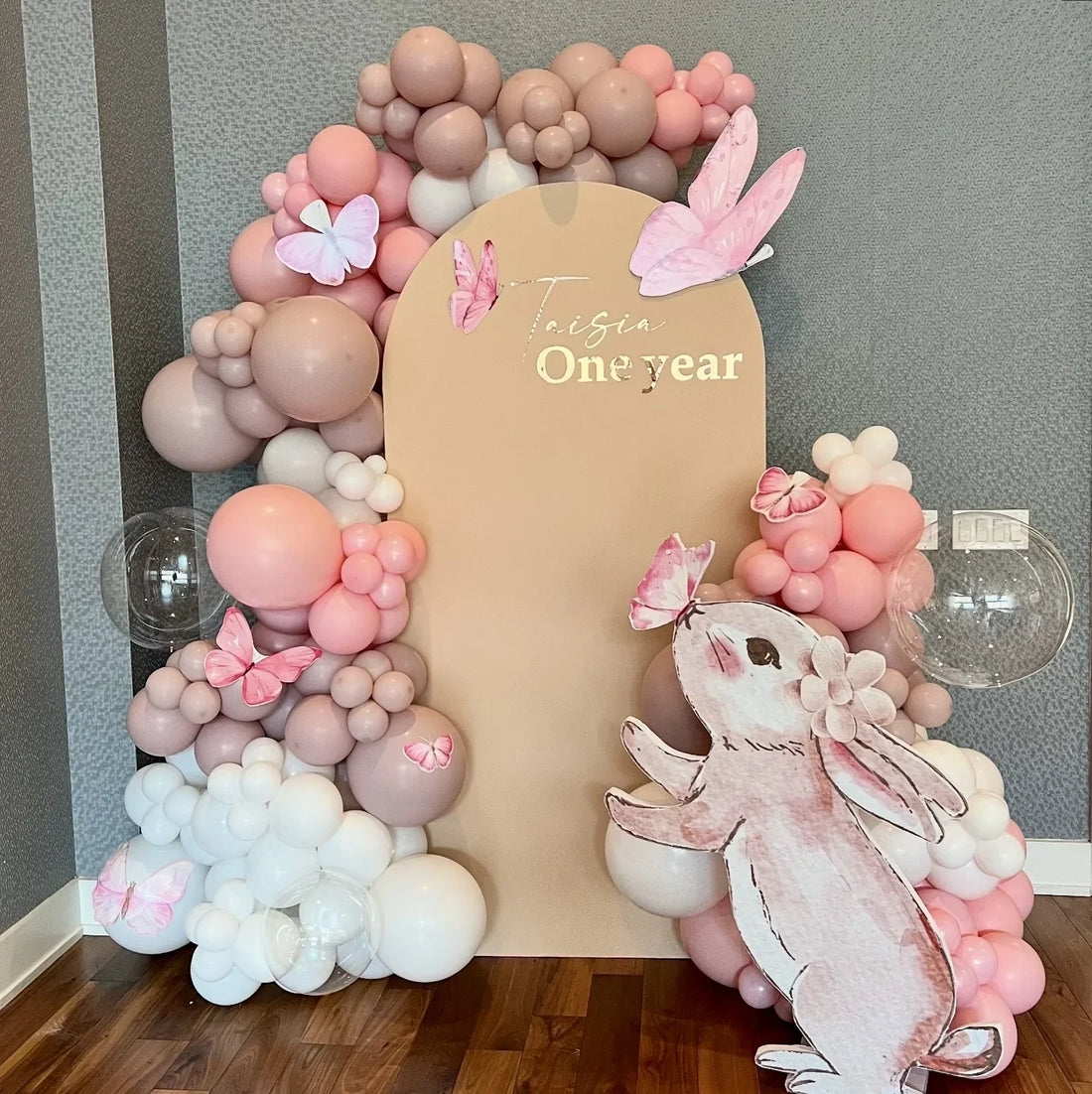 First Birthday for Girl Setup – Elegant & Sweet Balloon Backdrop