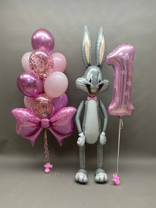 Bugs Bunny for the first birthday Balloon Set