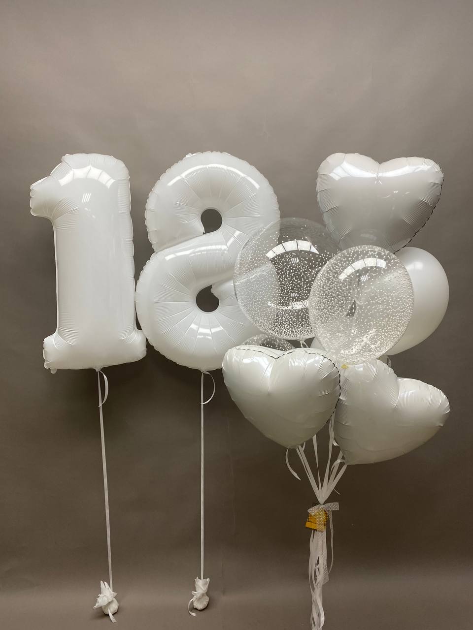 White Bliss & Number Charm Balloon Set