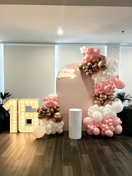 Sweet 16 Balloon Backdrop Setup