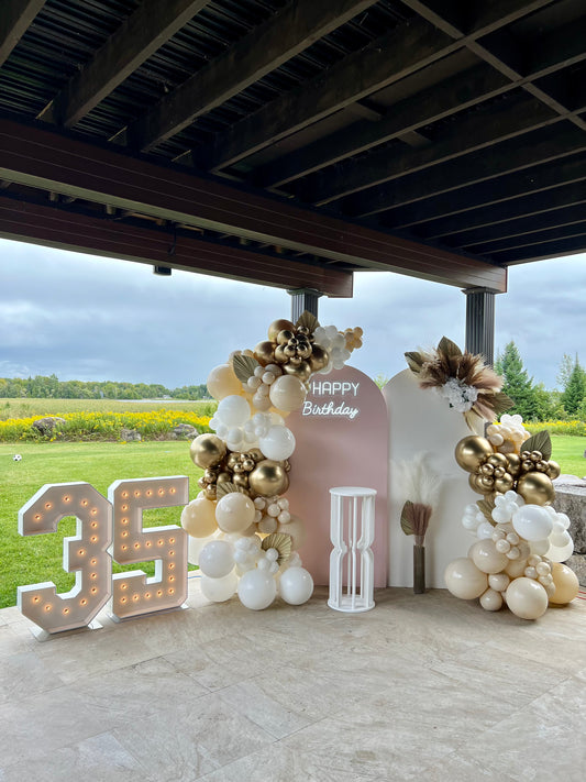Luxury Neutral Birthday Balloon Setup