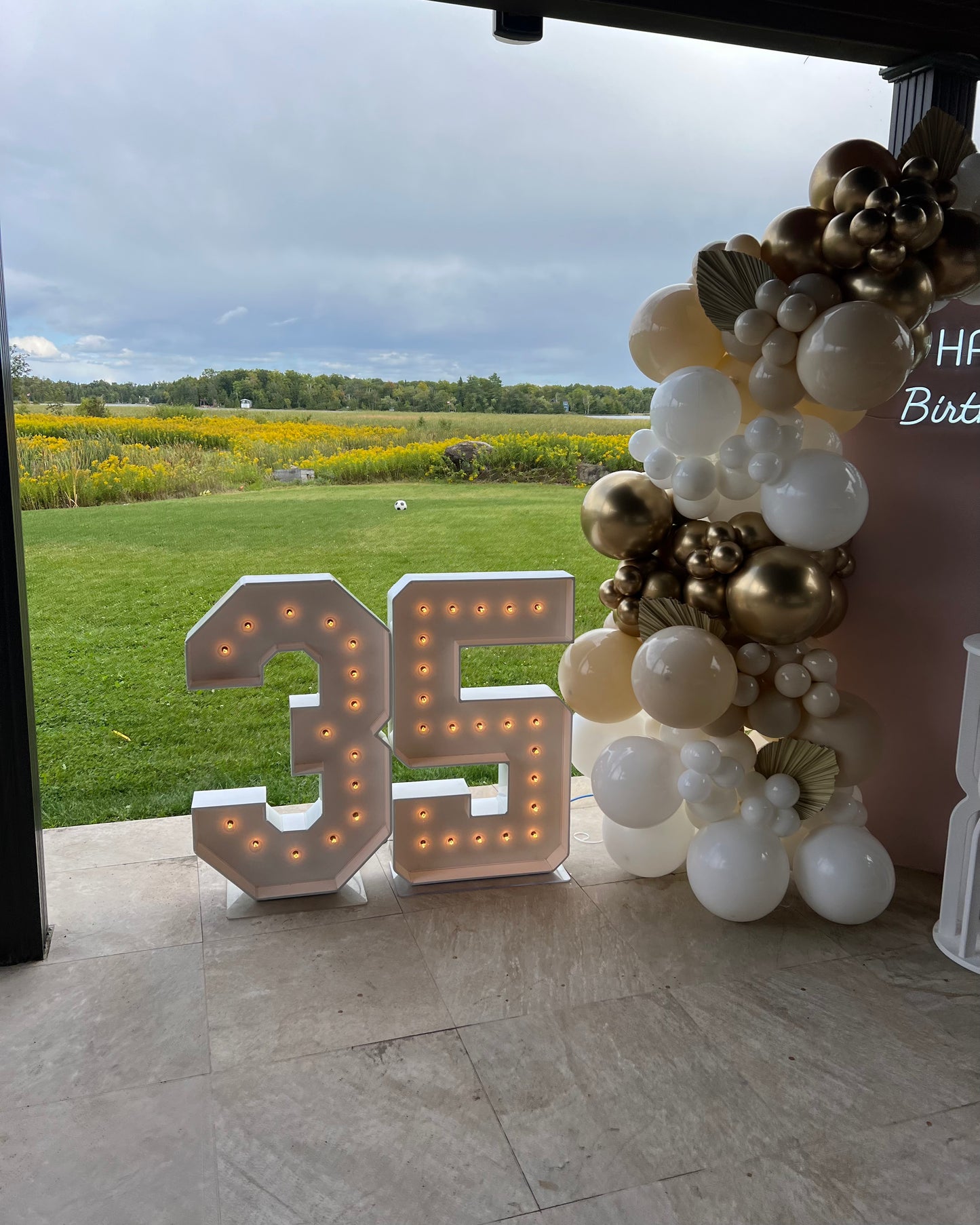 Luxury Neutral Birthday Balloon Setup