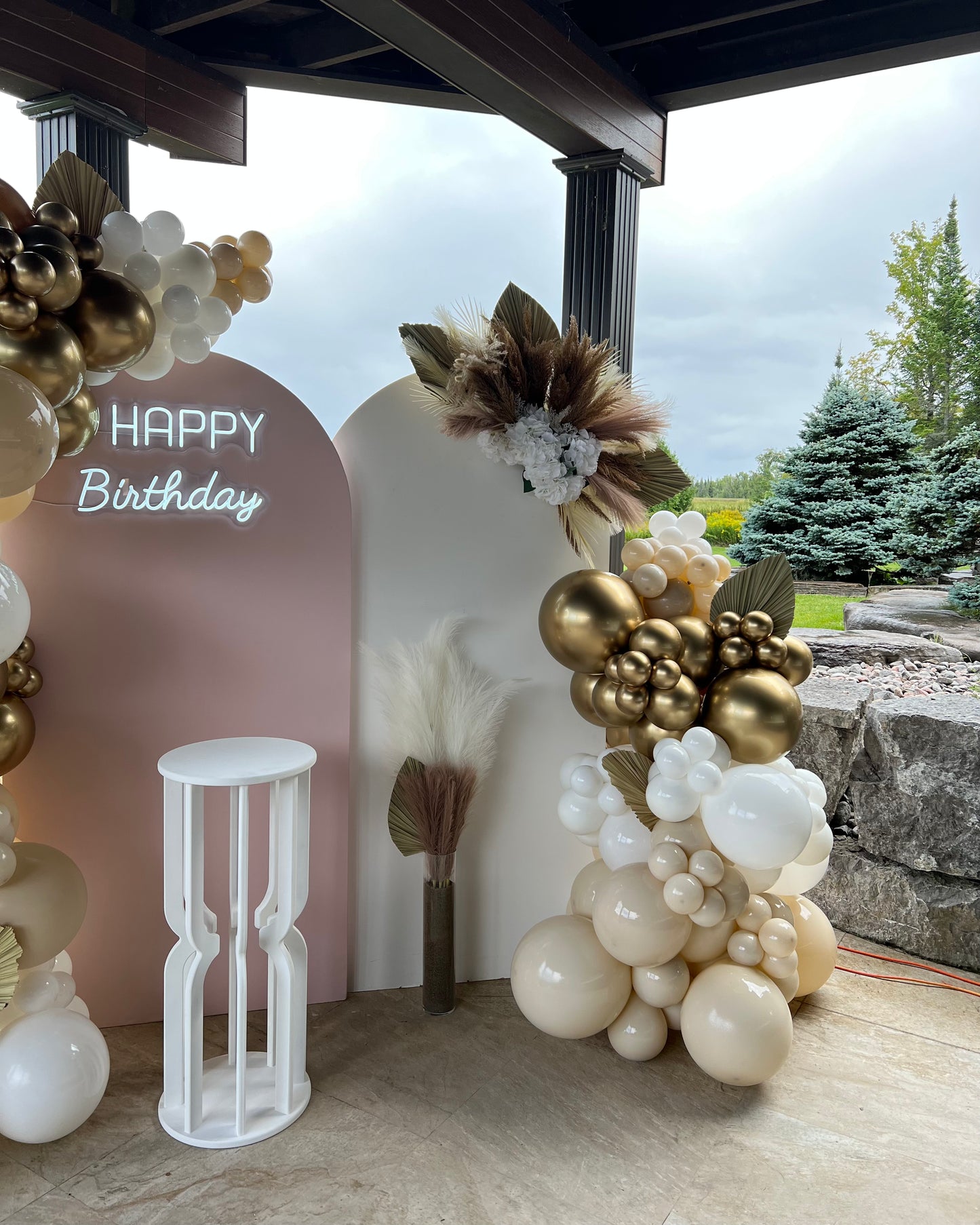 Luxury Neutral Birthday Balloon Setup