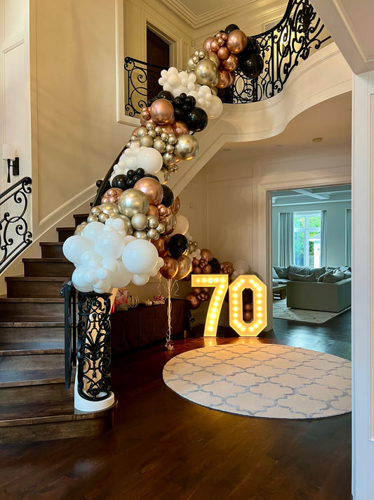 70th Birthday Balloon & Marquee Setup