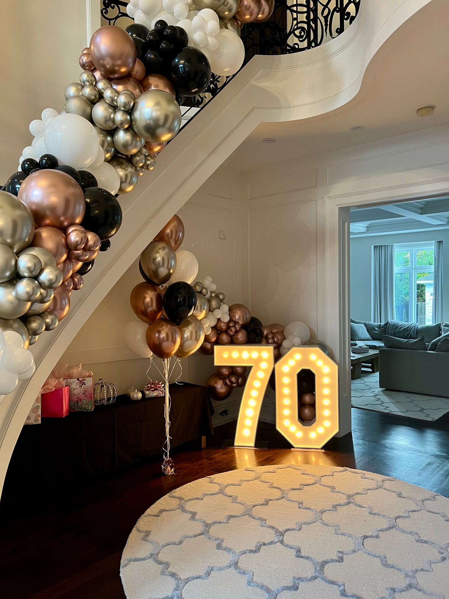 70th Birthday Balloon & Marquee Setup