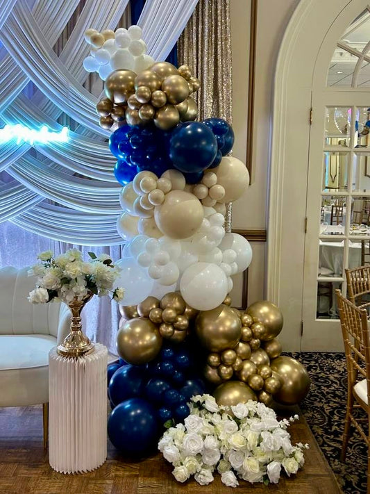 8 ft balloon garland setup for event backdrop or entrance