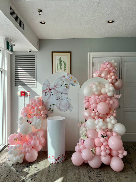 Pearl Bloom Baby Shower Setup