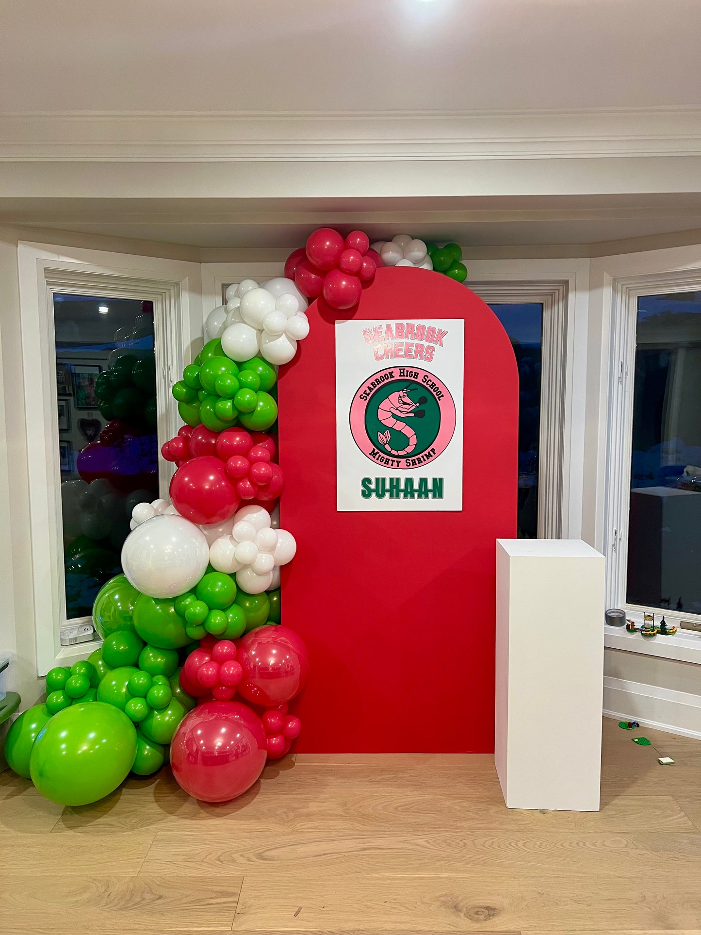 seabrook cheers birthday balloon backdrop inspired by disney zombies
