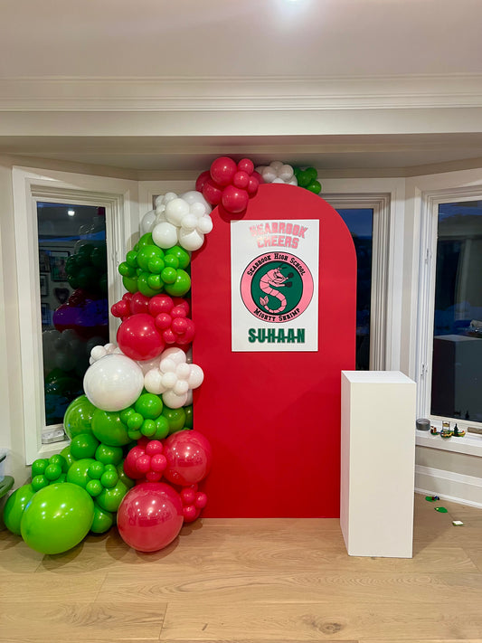 seabrook cheers birthday balloon backdrop inspired by disney zombies
