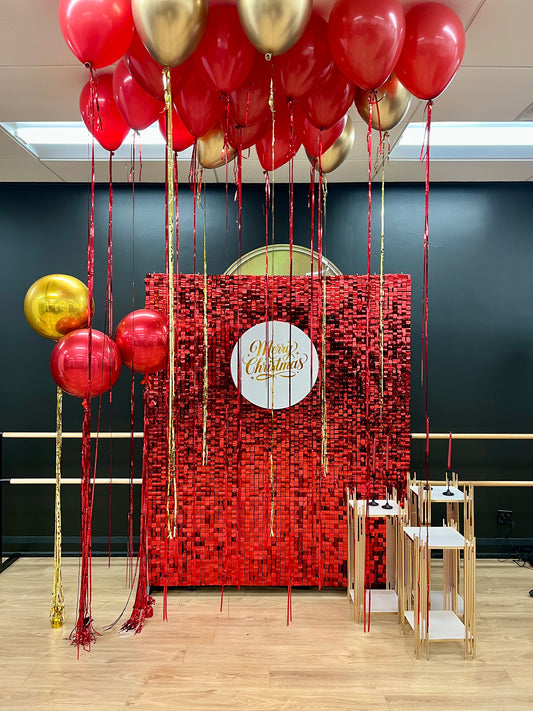 Corporate New Year Shimmer Wall Setup