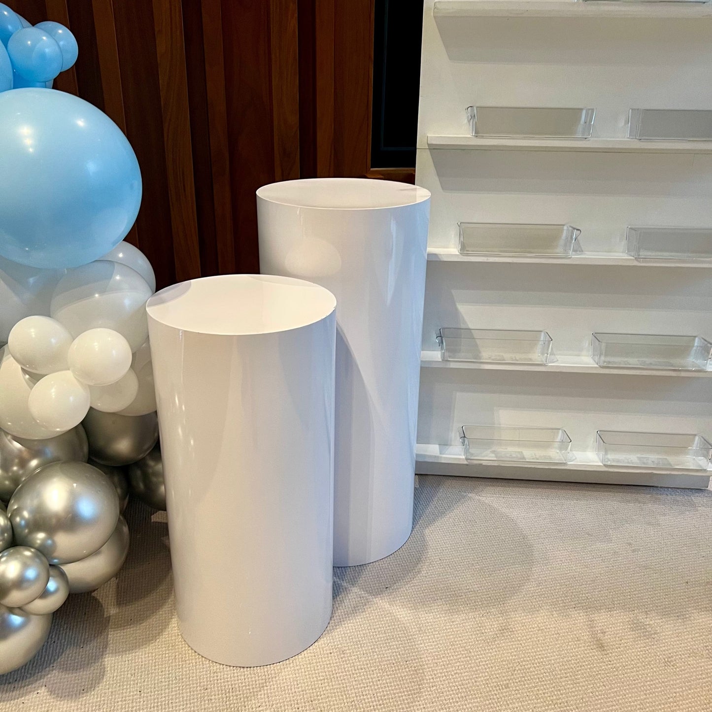 Silver Shimmer Wall Birthday Setup with Neon & Balloon Garlands