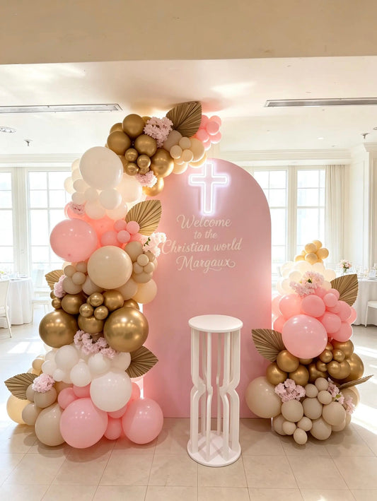 Pink Baptism Balloon Backdrop