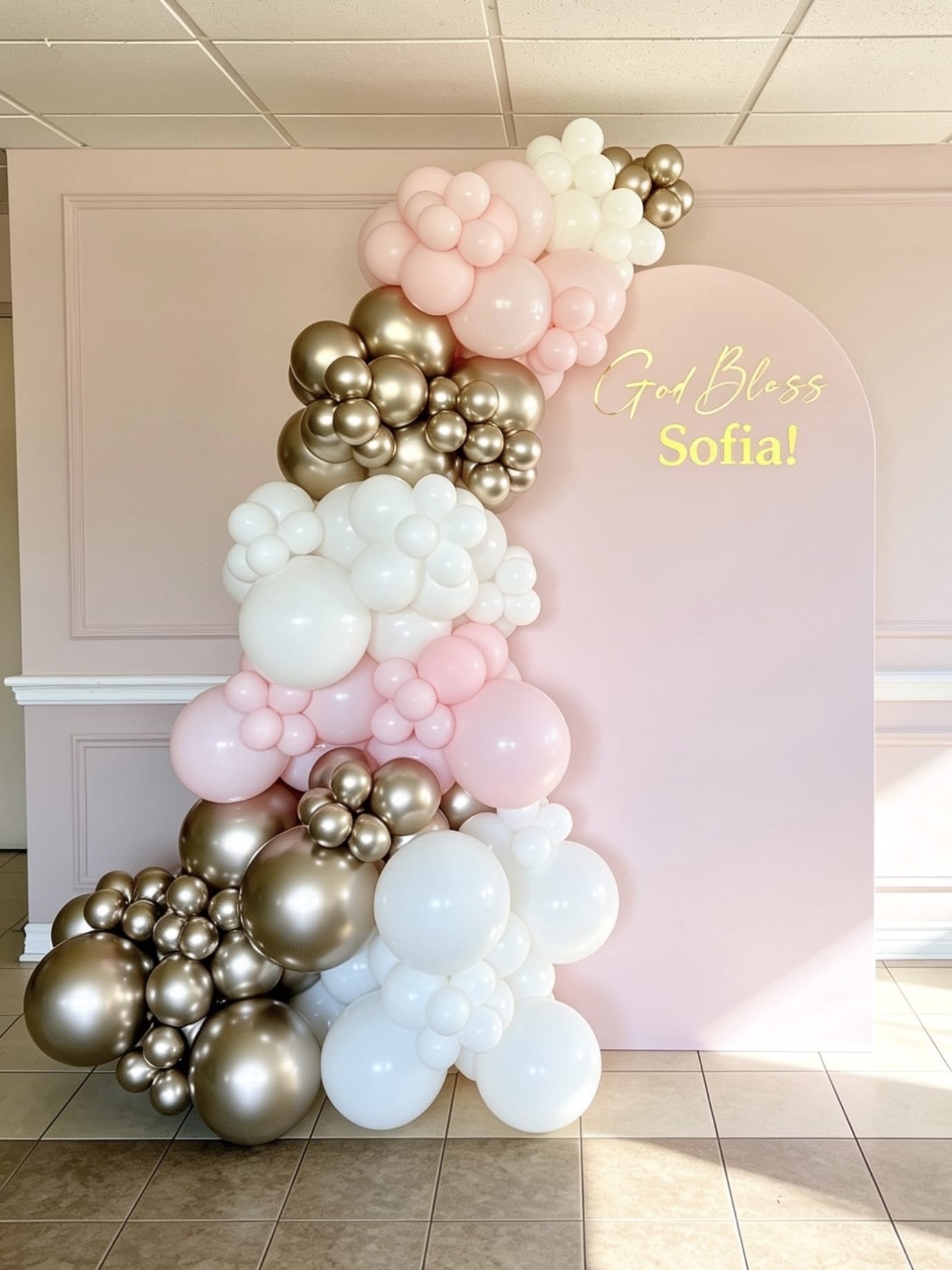 Blush Baptism Backdrop for Girl
