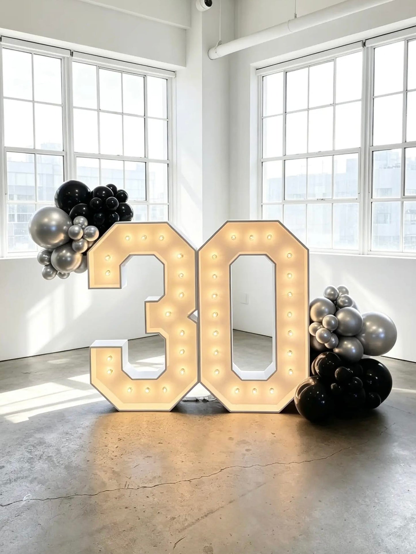 Marquee Numbers with Balloon Clusters