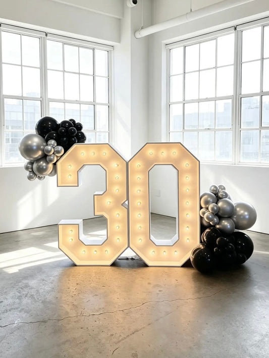 Marquee Numbers with Balloon Clusters